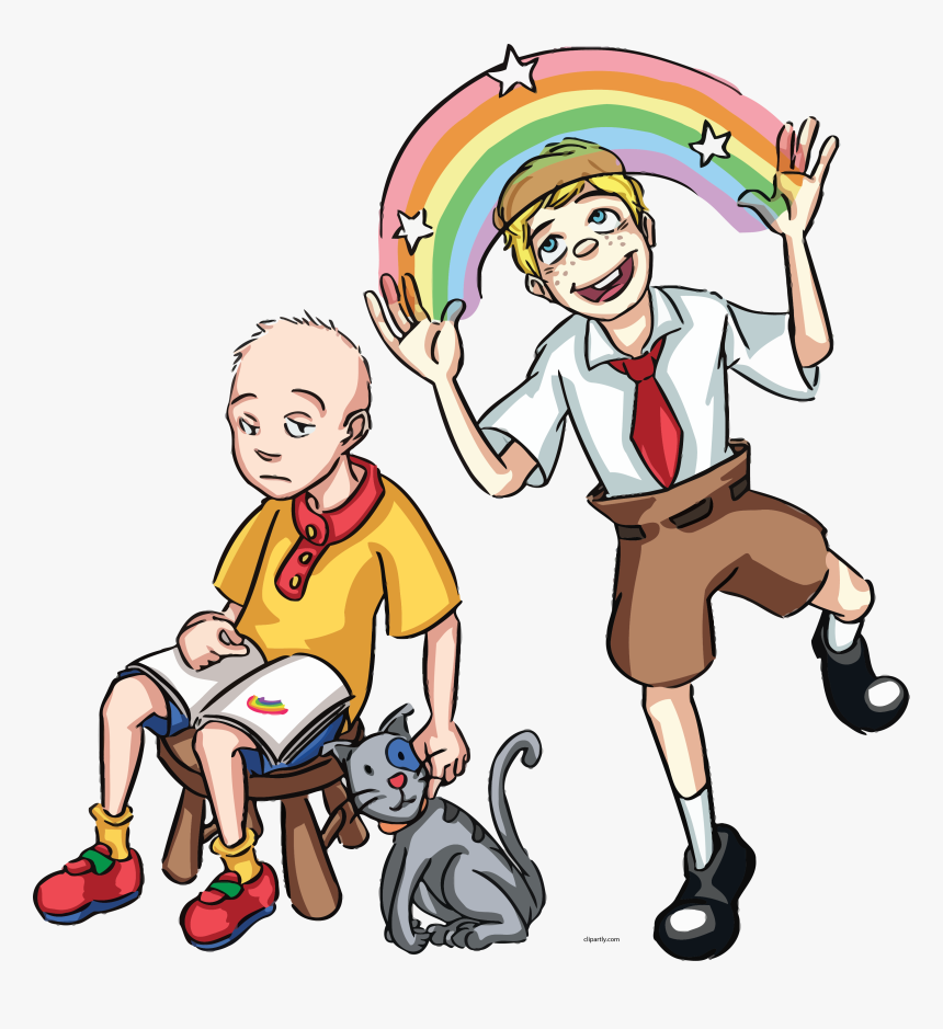 Caillou And Spongebob Human Clipart Png - Kids Following The Rules, Transparent Png