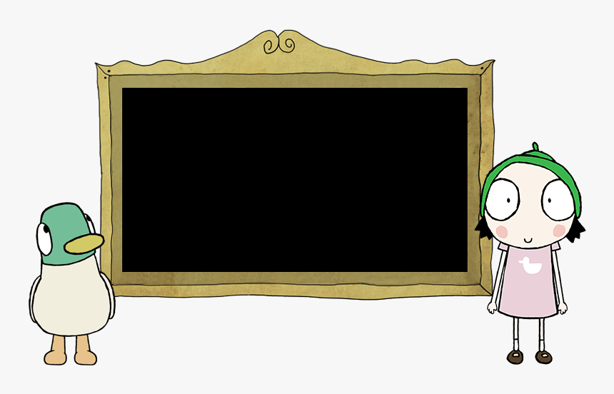 Sarah & Duck At Blackboard - Cartoon, HD Png Download