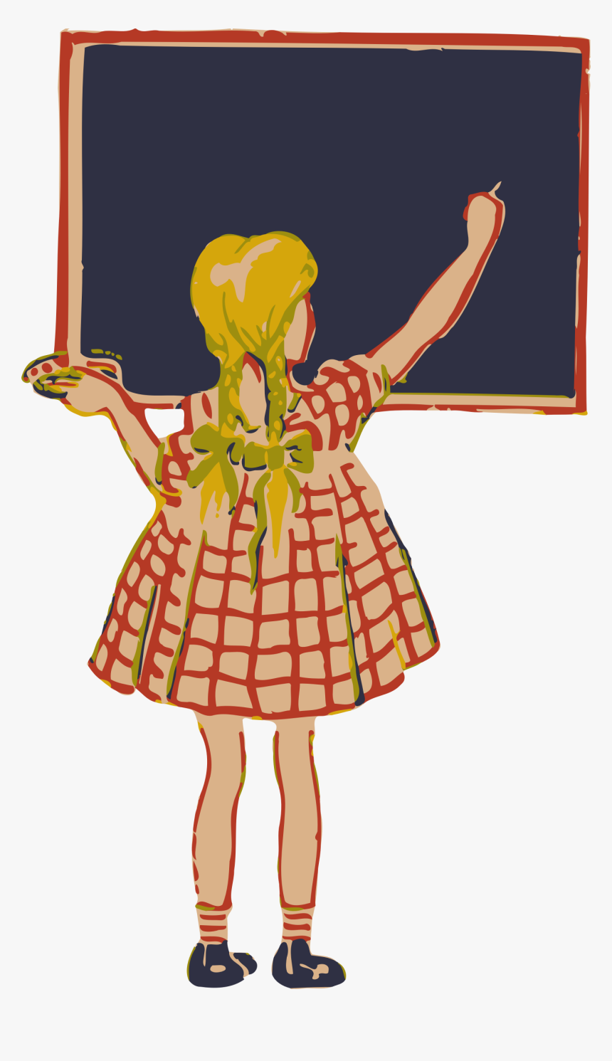 Fashion Arts - Girl On The Blackboard Clipart Black And White, HD Png Download