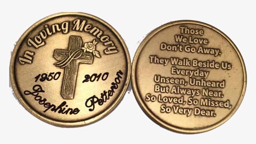 Engraved In Loving Memory Rose Cross Bronze Memorial - Coin, HD Png Download