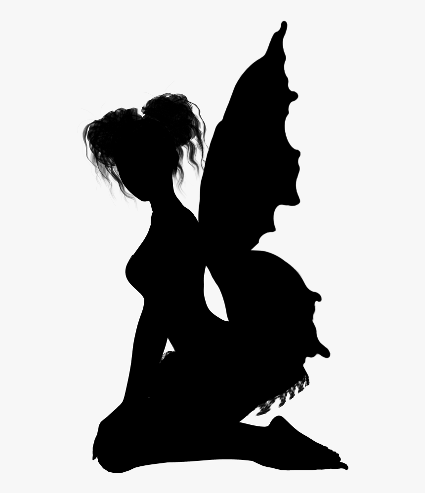 Gothicelements-66 Fairy Silhouettes Fairy5 - Hadas Blanco Y Negro, HD Png Download