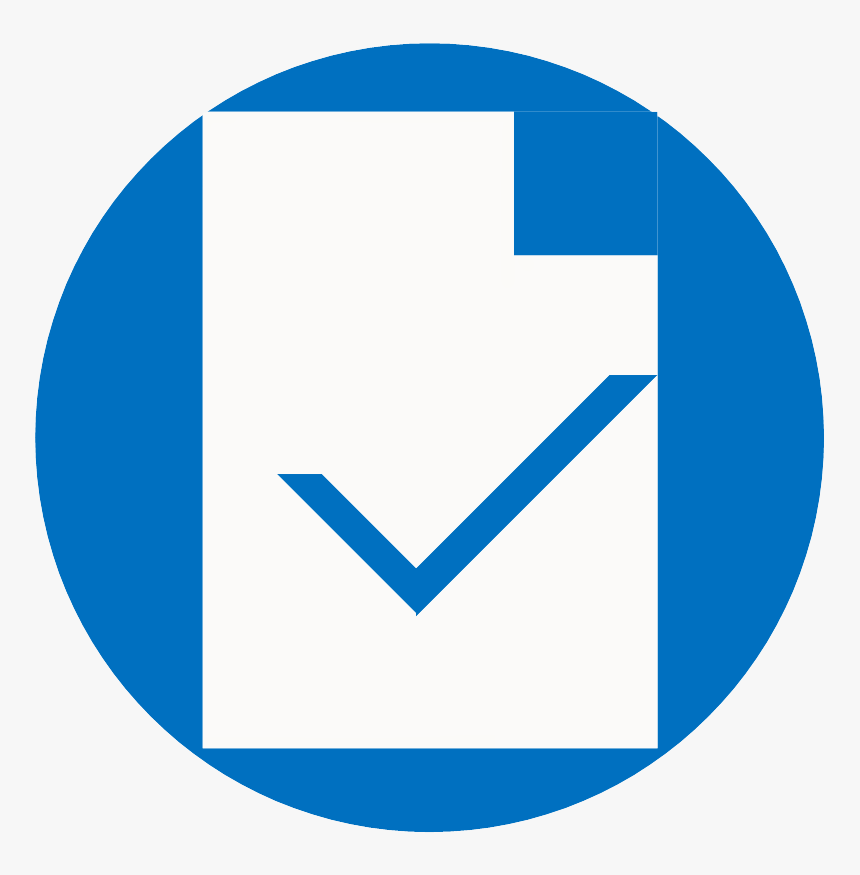 Vector Icon Of Blue Checkmark On White Document - Circle, HD Png Download