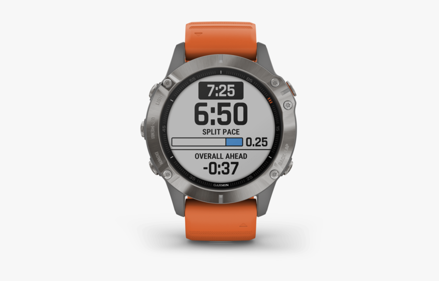 Garmin Multi-sport Watch Titanium With Ember Orange - Garmin Fenix 6 Pro Sapphire Titan, HD Png Download