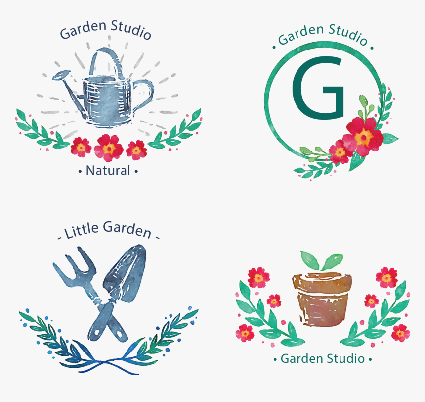 Hand Painted Flowers Icon Transprent Png Handpainted - Watercolor Garden Logo, Transparent Png