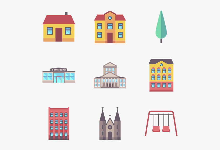 City Element Collection - Building Vector Icon Png, Transparent Png