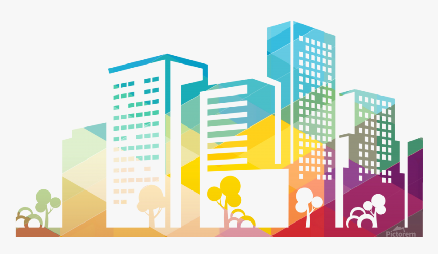 Silhouette Cityscape Building Icon Color City Print - Building Silhouette Color Png, Transparent Png