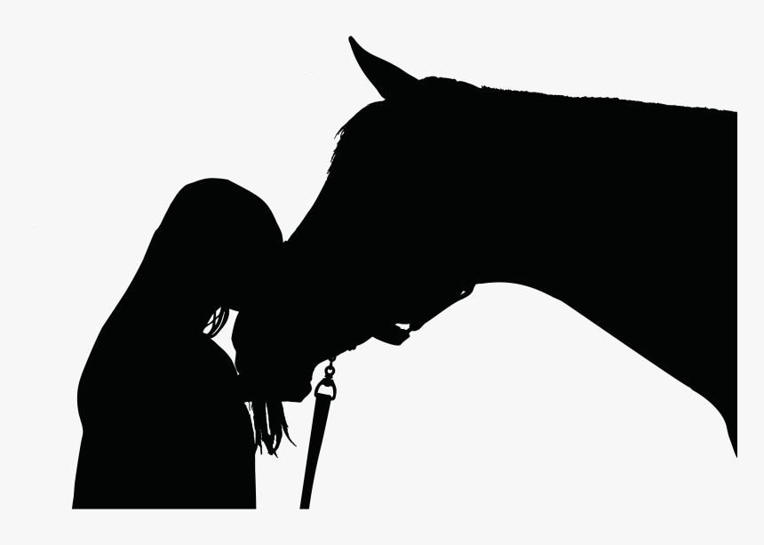 Girl And Horse Silhouette Clip Arts - Horse And Human Silhouette, HD Png Download