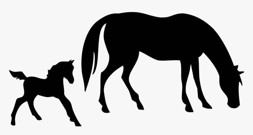 Free Mare And Foal Horse Clipart - Horse And Foal Silhouette, HD Png Download