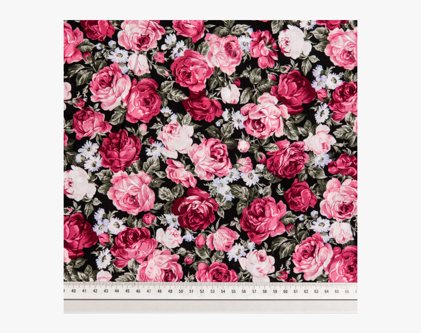 Cotton Poplin Printed Roses Dusty Pink/black - Hybrid Tea Rose, HD Png Download