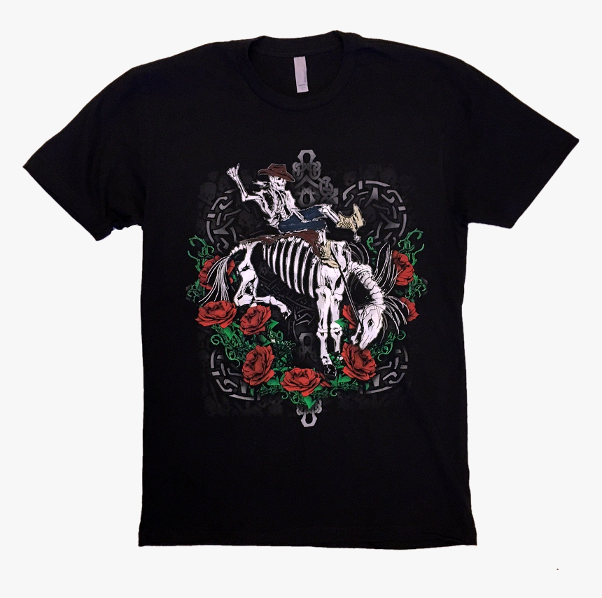 Gary Allan Black Skeleton And Roses Tee 
 Title Gary - Skeleton Horse And Rider, HD Png Download
