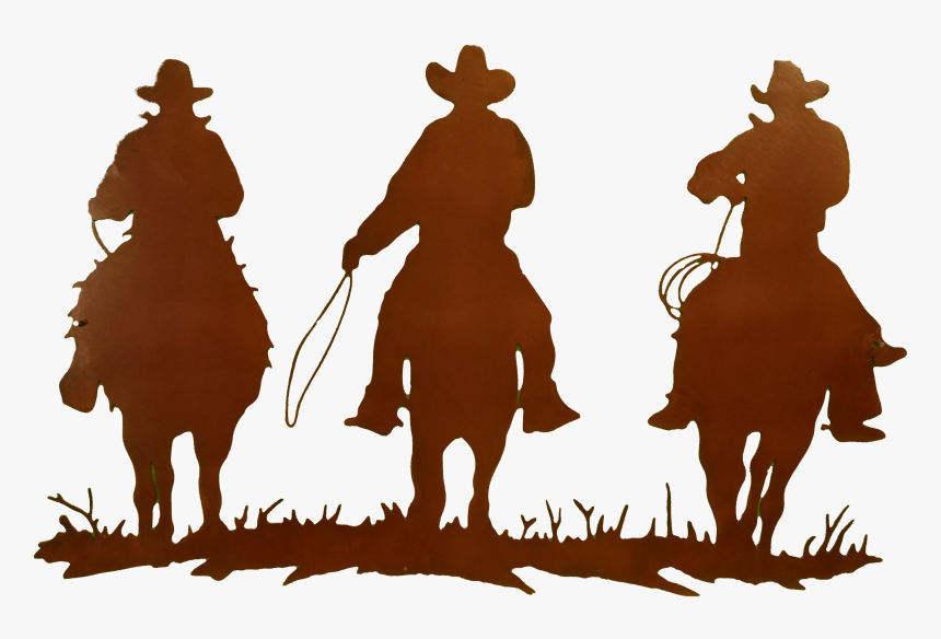 Large Larger Image - Cowboys On Horses Silhouette, HD Png Download