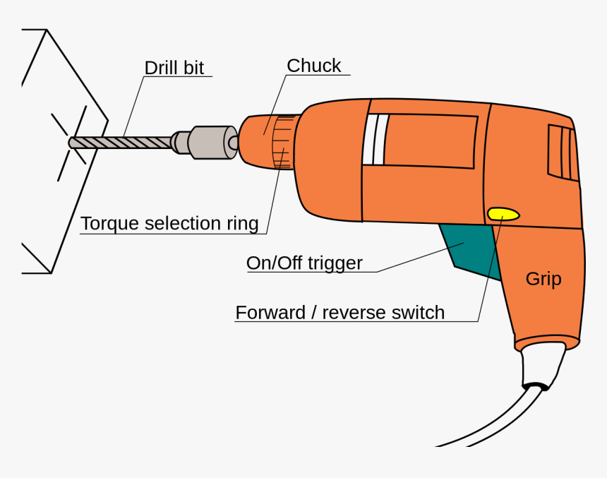 File - Pistol-grip Drill - Svg - Parts Of Hand Drilling Machine, HD Png Download