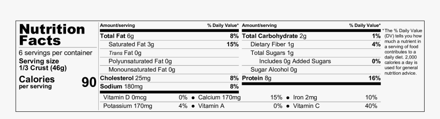 Cali Flour Foods Cauliflower Pizza Crust Nutrition, HD Png Download