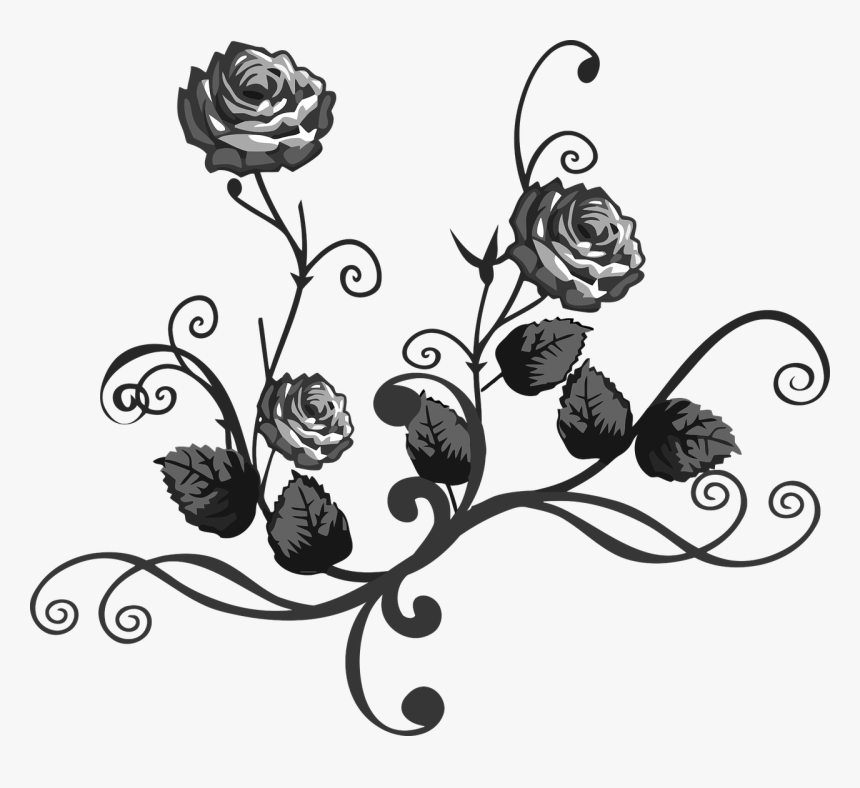 How To Make A Rose, Stencil - Transparent Rose Clipart Black And White, HD Png Download