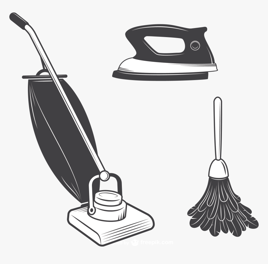Vector Vacuum Mop Bucket Broom And Vacuum Vector, HD Png Download