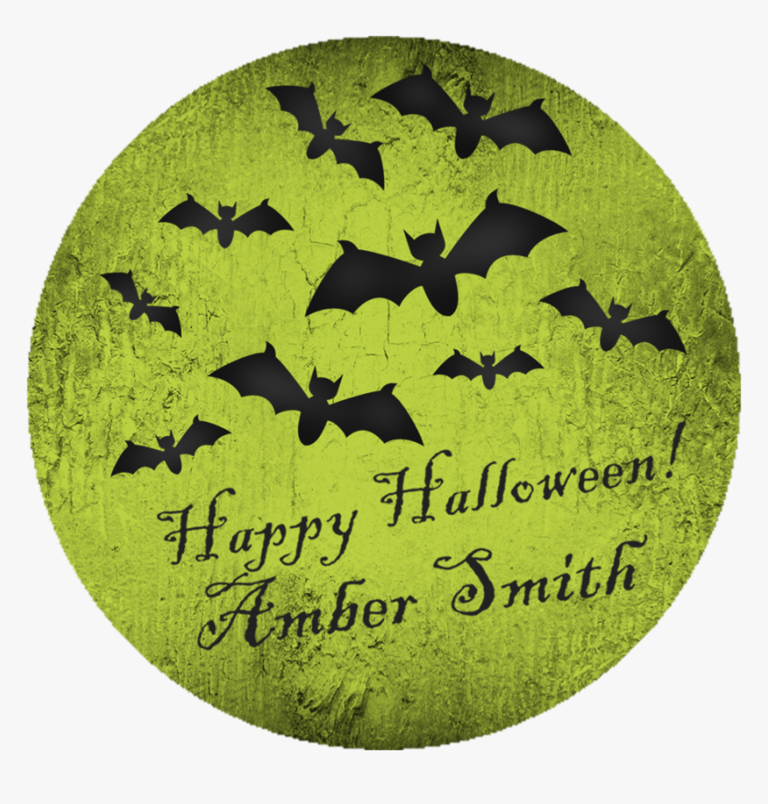 Bat Moon Happy Halloween Stickers Or Favor Tags - Batman, HD Png Download