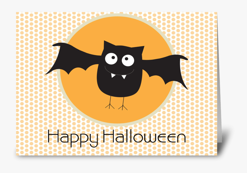 Happy Halloween Bat Greeting Card - Happy Halloween Card Free, HD Png Download