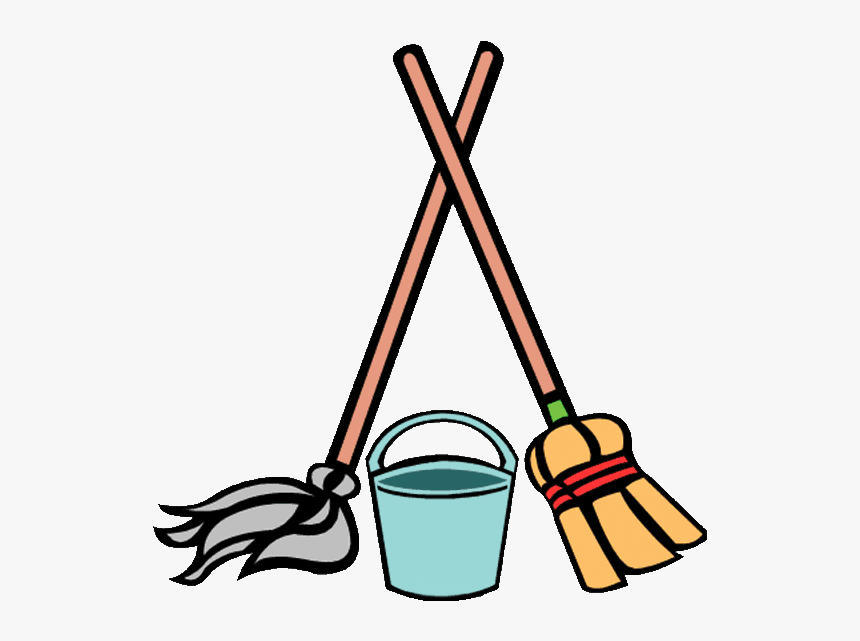 Clip Art Cleaning Clip Black - Mop And Bucket Cartoon, HD Png Download