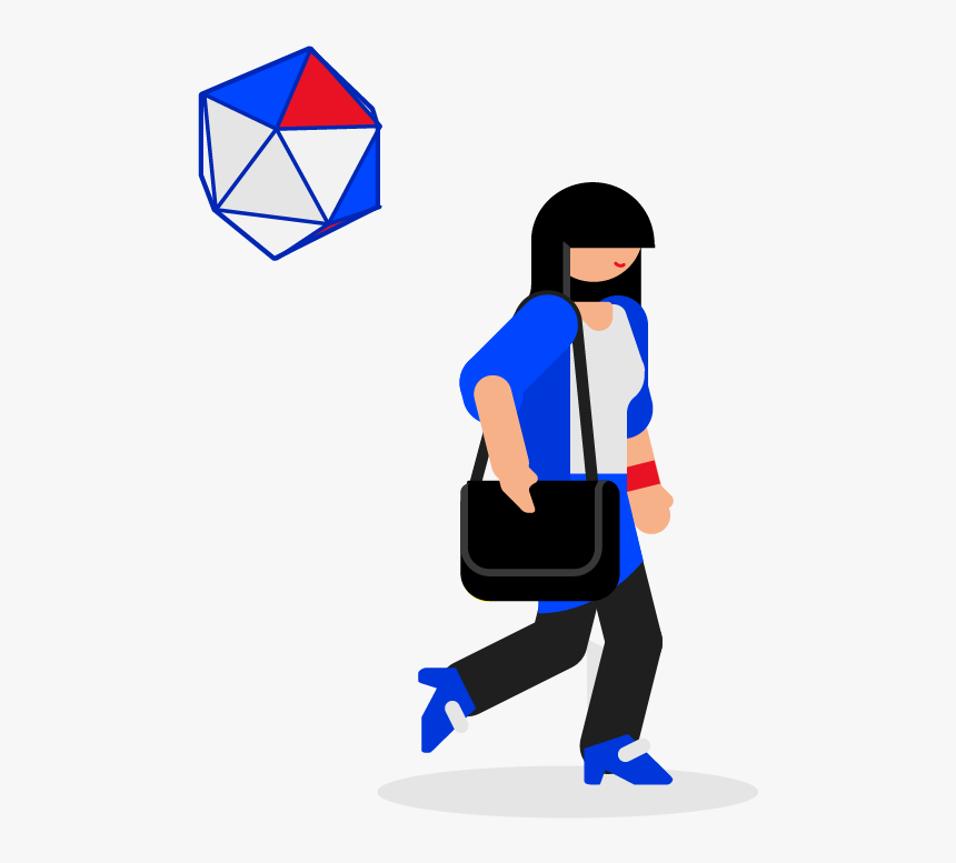 Woman Walking With A Hovering Polyhedron, HD Png Download