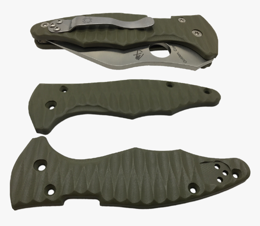 Allen Putman Od Green Grooved G10 Yojimbo 2 Blade Scales - Yojimbo 2 Scales, HD Png Download