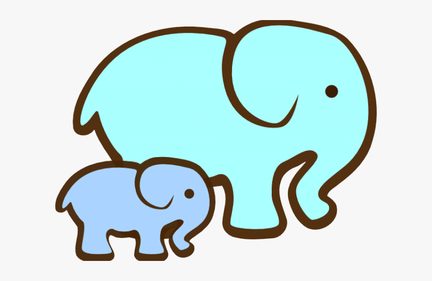 Elephant Clipart Mommy - Elephant And Baby Clipart, HD Png Download