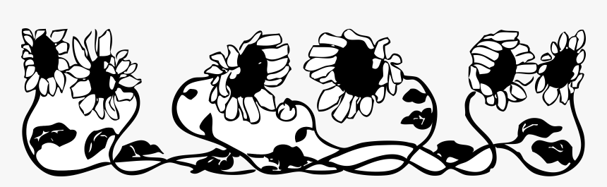 Sunflower Black And White Sunflower Border Clipart - Black And White Sunflower Border Clipart, HD Png Download