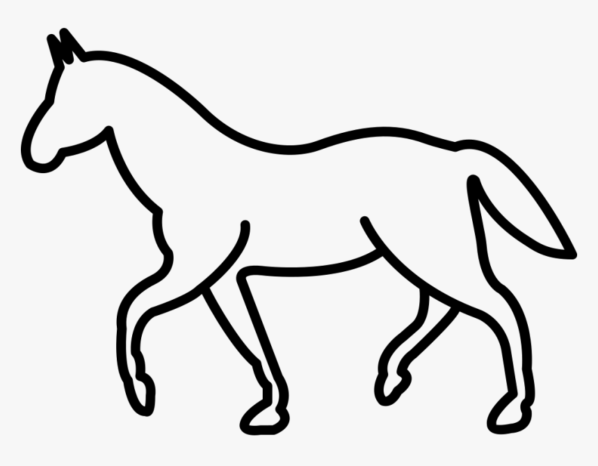 White Walking Horse Outline - Walking Horse Outline, HD Png Download