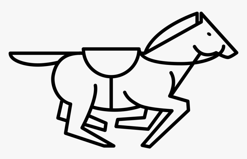 Running Horse With Saddle Strap Outline - Horse, HD Png Download