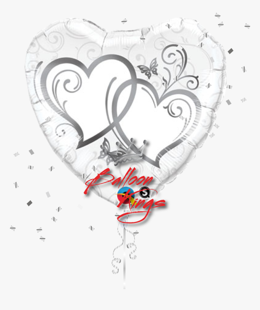 Large Entwined Silver Hearts - Qualatex Wedding, HD Png Download