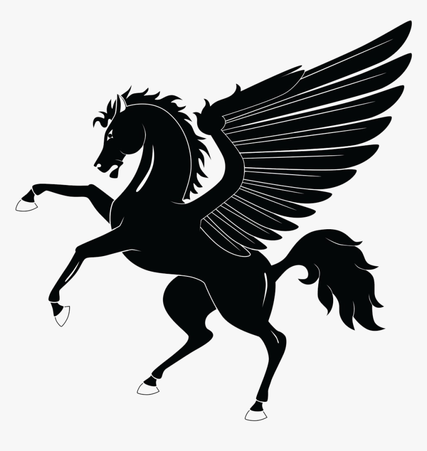 Pegasus Png Transparent Background - Pegaso Blanco Y Negro, Png Download