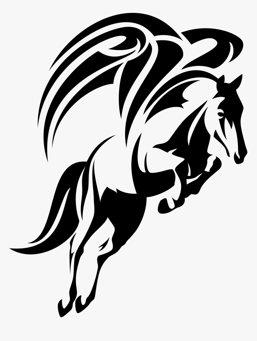 Jumping Horse Black And White, HD Png Download
