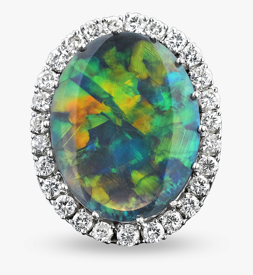 Black Opal And Diamond Ring, - Black Opal In Jewelry, HD Png Download