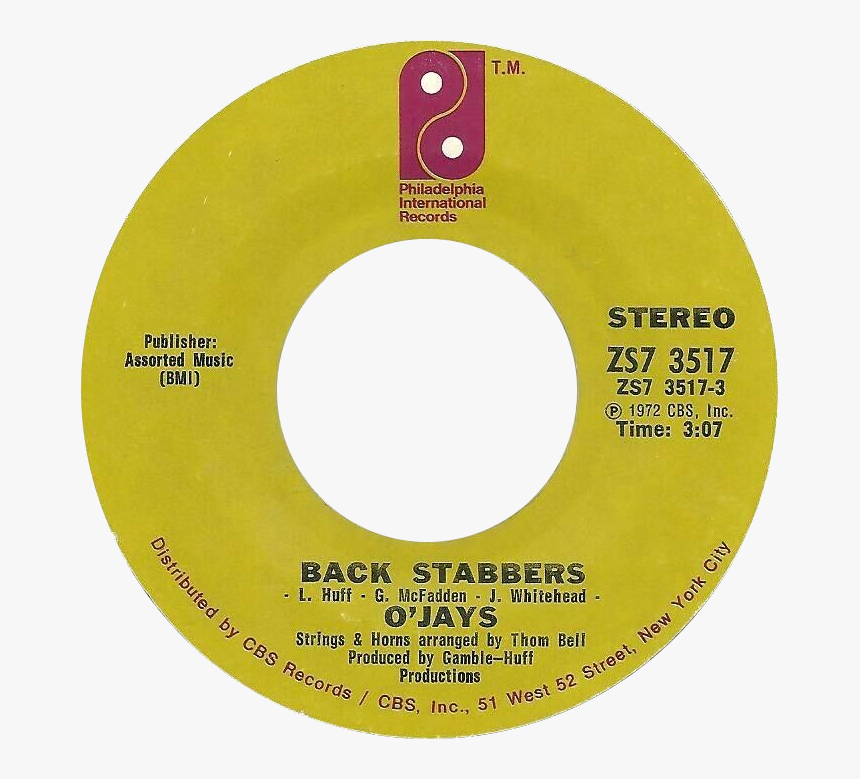 Back Stabbers By O Jays Us Vinyl Single Side-a - Philadelphia International Records, HD Png Download