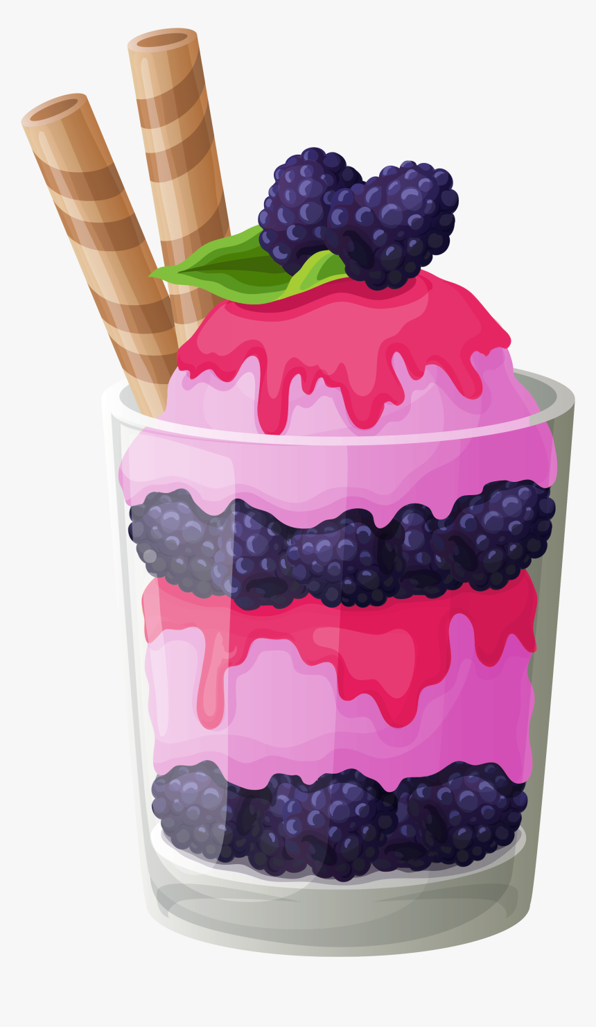 Pink Ice Cream With - Icecream Sundae Strawberry Illustration, HD Png Download