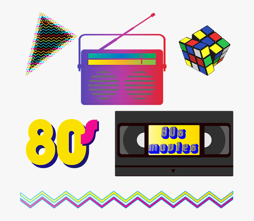 Colorful Graphic Art Featuring The 80s, HD Png Download