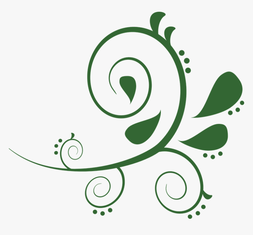 Design, Floral, Abstract, Flower, Art, Decorative, - Green Swirls Clip Art, HD Png Download