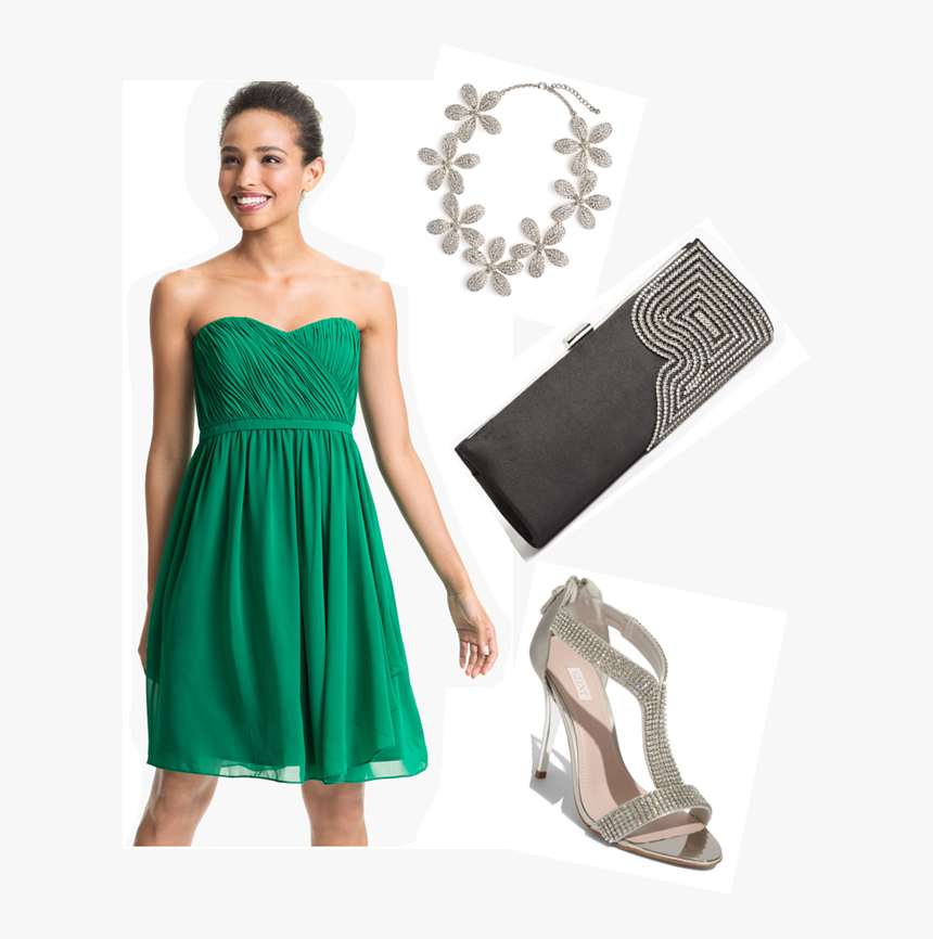 Short Green Strapless Dress, HD Png Download