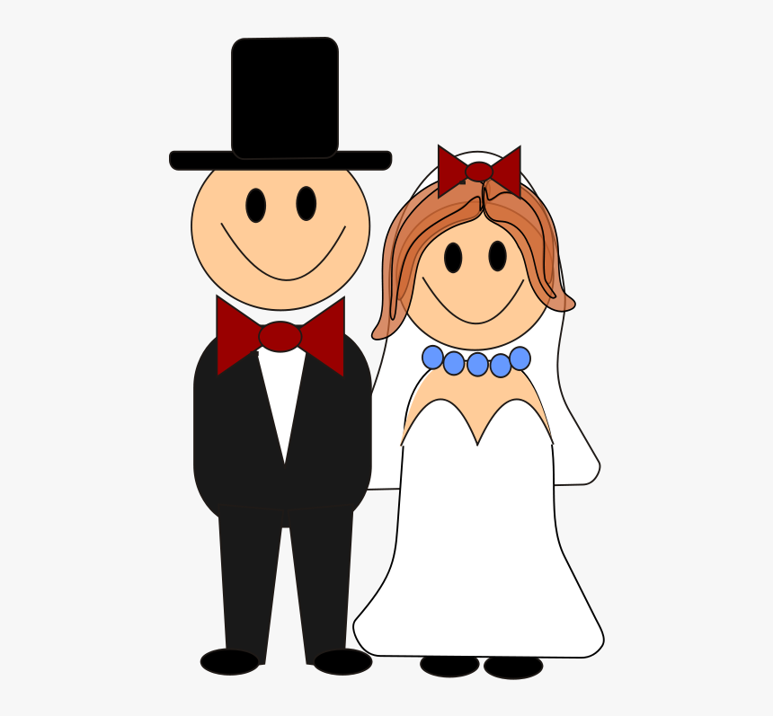 Bride And Groom Clipart Clipart Kid - Bruid En Bruidegom Tekening, HD Png Download