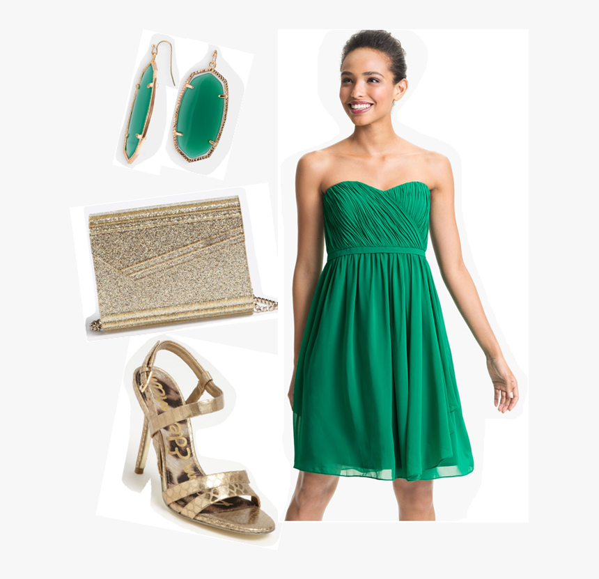 Short Green Strapless Dress, HD Png Download