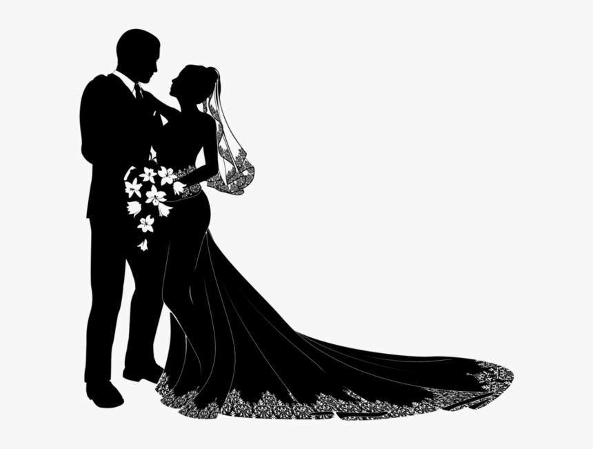 Wedding Couple Silhouette Png, Transparent Png