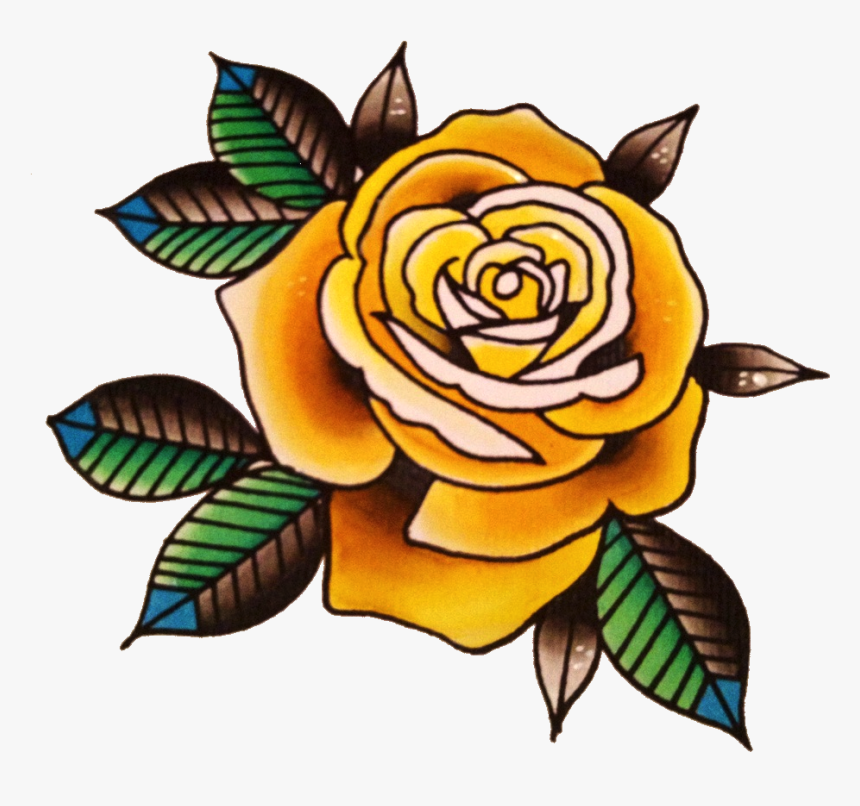 Rose Tattoo Yellow Png Image - Old School Tattoo Png, Transparent Png