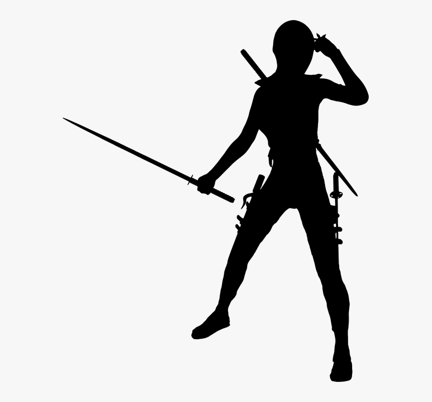 Female Woman Girl - Female Ninja Silhouette, HD Png Download
