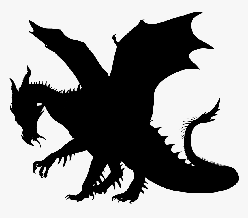 Horned Dragon Silhouette Clip Arts - Dragon Clip Art, HD Png Download