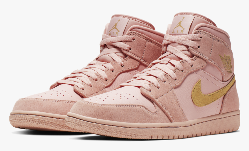 Jordan 1 Mid Coral Gold, HD Png Download