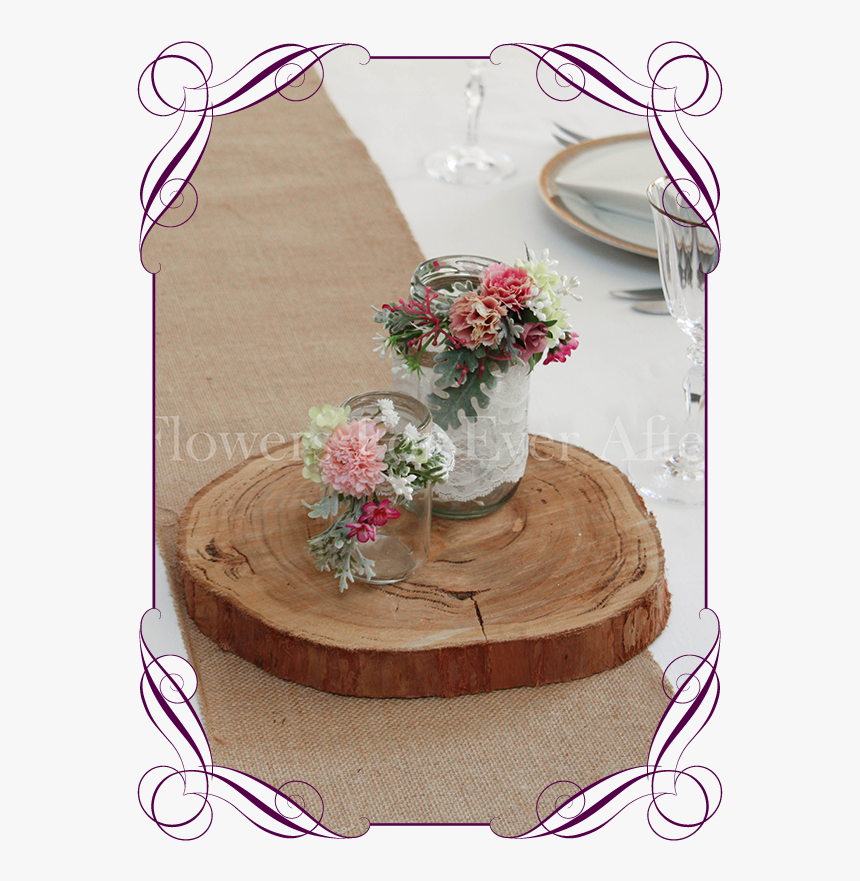 Set Of 2 Pink Rustic Floral Jar Centerpiece Flowers - Flower Bouquet, HD Png Download