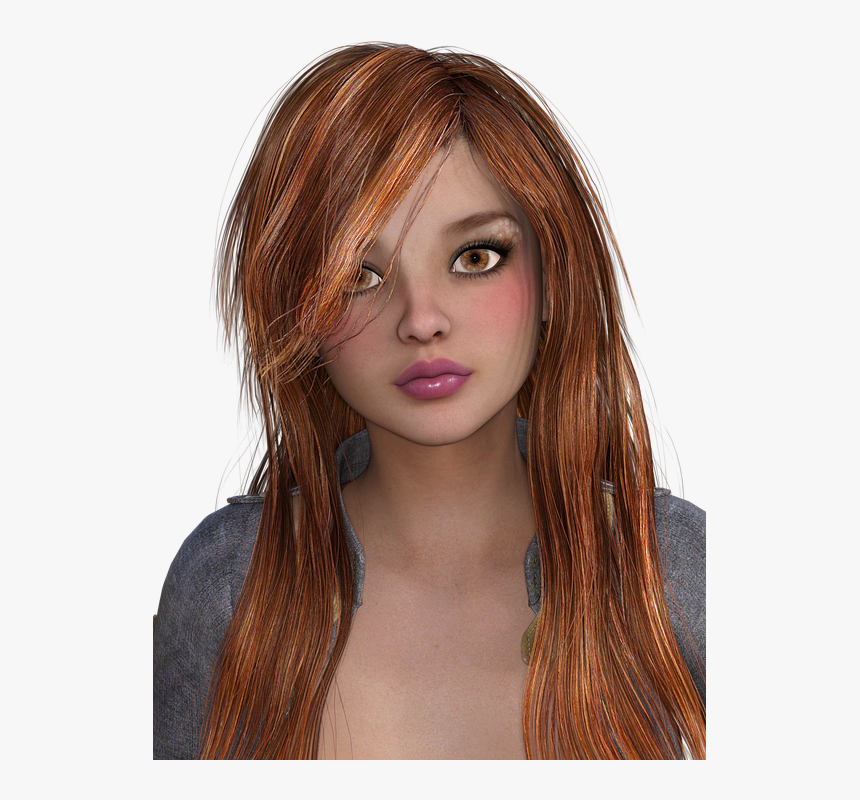 Woman, Hair, Red Hair, Head, Face, Styling, Eyes, Mouth - Png Girls Head, Transparent Png