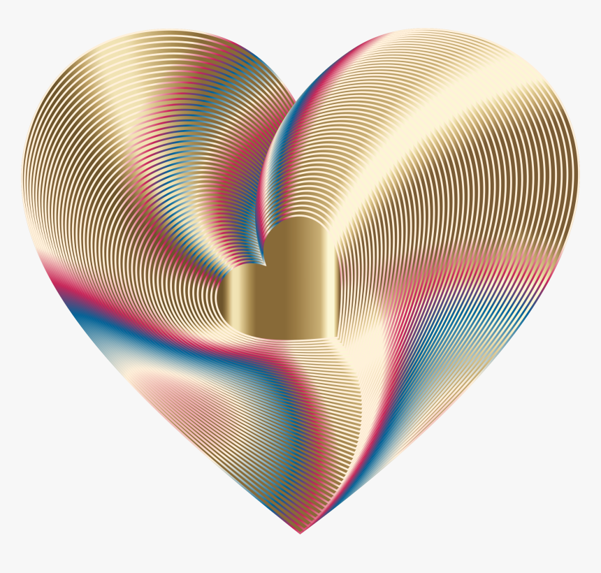 Golden Heart Of The Rainbow 9 Clip Arts - Gold Rainbow Heart, HD Png Download