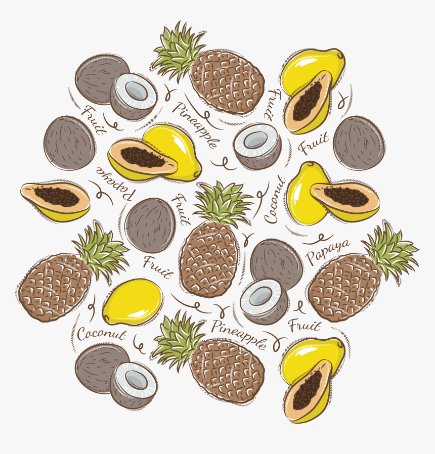 Transparent Papaya Clipart - Pineapples And Coconuts Background, HD Png Download