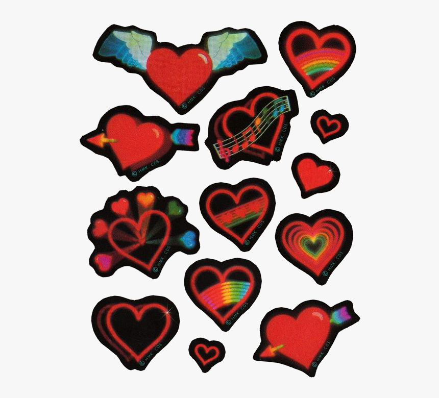 80′s Rainbow Hearts Stickers By Hallmark - Heart, HD Png Download