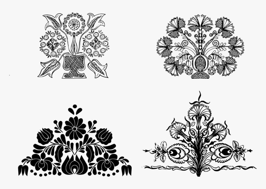 Folk Art, Sample, Rábaköz, Embroidery, Silhouette, - Folk Silhouette, HD Png Download